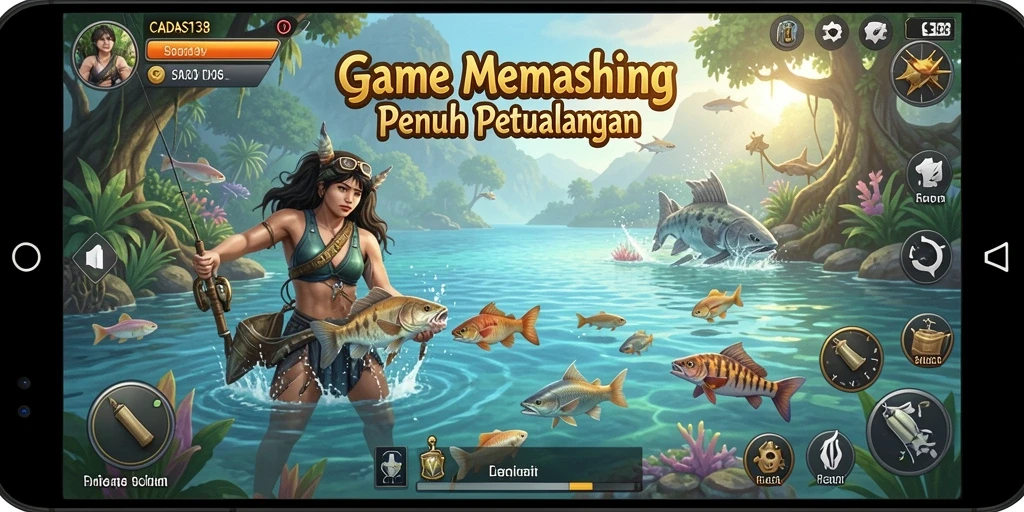 Tampilan menarik gameplay memancing di CADAS138 dengan berbagai jenis ikan.