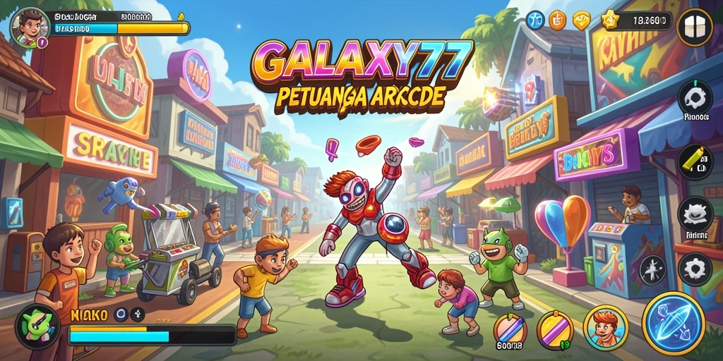 Tampilan gameplay menarik dari GALAXY77 dalam dunia Arcade.