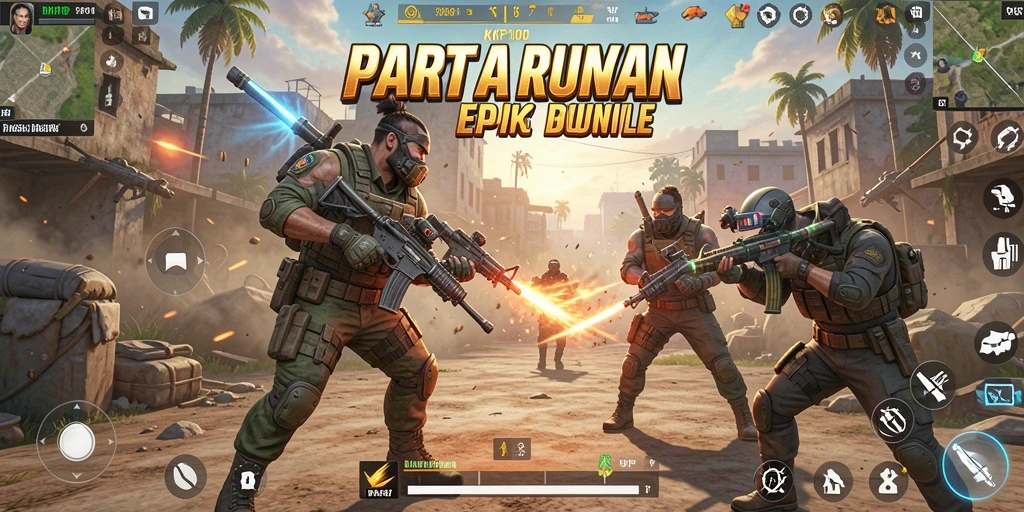 Tangkapan layar aksi seru dalam permainan Battle Royale KPK100.