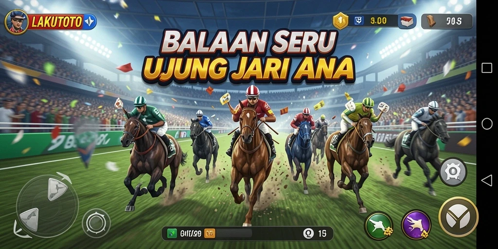 Gameplay seru LAKUTOTO dengan balapan yang mendebarkan.