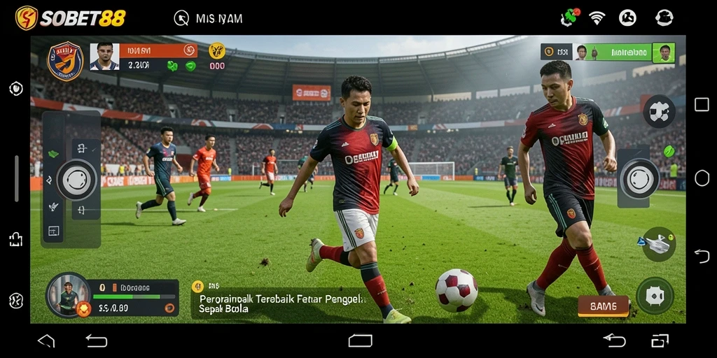 Gameplay SOBET88 yang menampilkan aksi menegangkan di lapangan sepak bola.