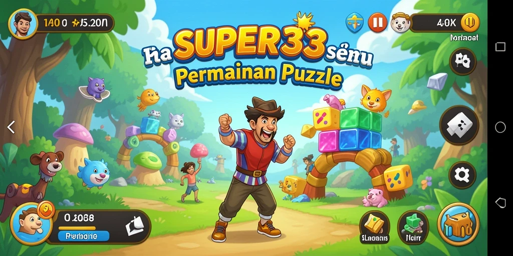 Screenshot menampilkan gameplay menarik dari SUPER33 dengan berbagai puzzle yang menantang.